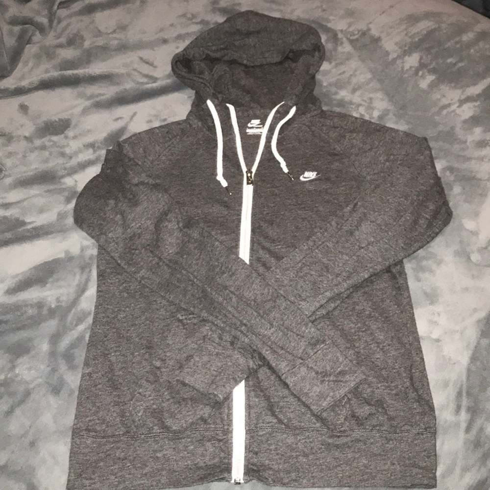 Nike Grey ZIP Up Funnel Neck Hoodie